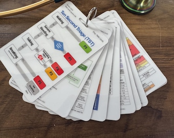 Set of 10 Healthcare, Nursing, Medical Educational Pocket Cards Bundle including ALS and Ten Second Triage