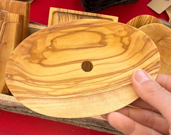 Olive Wood Soap Dish | Shampoo Bar Holder, Zero Waste Bathroom Decor