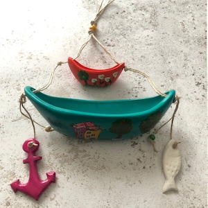 Wall Decor | Ceramic Decor | Coloured Decor | Boat Shape | House gift | Bright Home Decor | Rustic Decor | Ceramic Boat | Pottery | Nautical