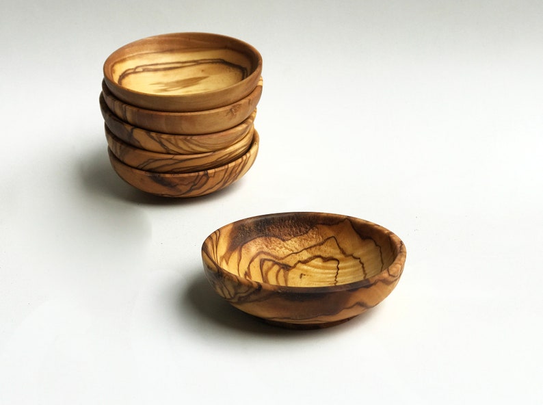 Wooden Bowl Set | Salt Pepper Pots | Olive Wood | Kitchen Bowl | Rustic Decor | Rustic Kitchen | Wood Bowl | Jewelry Dish image 6