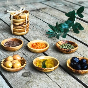 Wooden Bowl Set | Salt Pepper Pots | Olive Wood | Kitchen Bowl | Rustic Decor | Rustic Kitchen | Wood Bowl | Jewelry Dish image 5