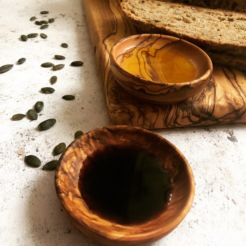 Wooden Bowl Set | Salt Pepper Pots | Olive Wood | Kitchen Bowl | Rustic Decor | Rustic Kitchen | Wood Bowl | Jewelry Dish image 2
