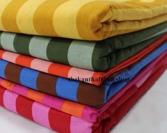 Striped Print Cotton Fabric: Indian Handmade Quilting & Dressmaking