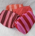 Handmade Stripe Cotton Pouch Set: Quilted Cosmetic & Wash Bag product logo