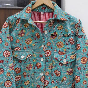 Beautiful Floral Printed Cotton Quilted Jacket, Light Weight Cotton Jacket, Soft Cotton Party Wear Jacket For Women, Vintage Jacket Coat