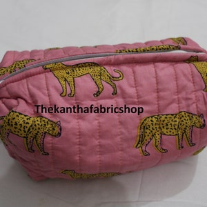 Tierbedruckter Baumwollbeutel, Indischer Kulturbeutel, Beutelset von 3 Stück groß, Kulturbeutel, Mädchenhandtasche, Geschenk zum Geburtstag