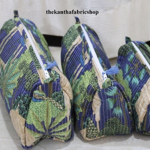 Borsa cosmetica in cotone con stampa di pavone per donna, borsa da toilette fatta a mano, borsa a marsupio con stampa a blocchi indiani, regalo per compleanno, borsa da viaggio in cotone indiana