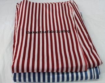 Tela de algodón estampada a rayas para confección de vestidos de mujer, cortada a medida.