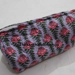 Indische Baumwolle gesteppte Kulturtasche, Mädchen Handtasche, indische Blumendruck Beutel Tasche, gesteppte Kulturtasche, Frauen Reisetasche, Geschenk für Geburtstag