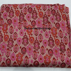 Red Floral Printed Cotton Fabric, Curtain Fabric, Light Weight Fabric, Women Clothing Fabric, Doll Making Fabric, Running Fabric
