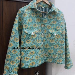 Veste matelassée en coton faite main, veste légère en coton indien à imprimé floral, veste réversible pour femme, cadeau de demoiselle d'honneur