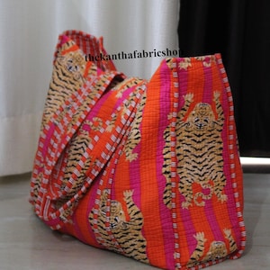 Tiger Print Baumwoll-Einkaufstasche, Einkaufstasche, Einkaufstasche, Einkaufstasche, Einkaufstasche, Geschenk für Geburtstag, #Thekanthafabricshop