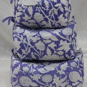 Indische handgefertigte Baumwolle gesteppte Waschtasche, Frauen Reise- und Kosmetiktasche, indische Kulturbeutel Kosmetiktasche, Geschenk für Geburtstag, Mädchenhandtasche