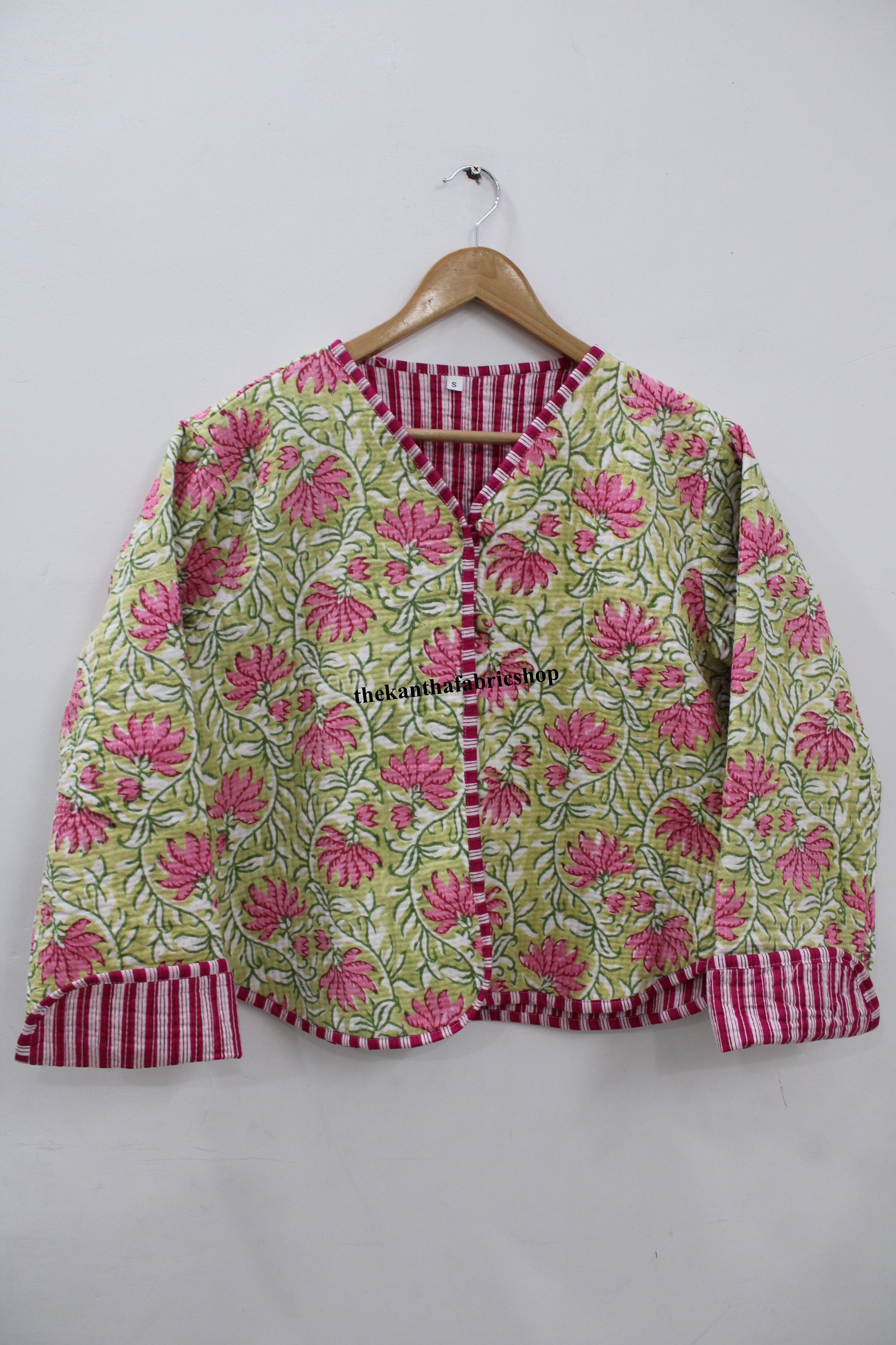 インド キルティングベスト 絣 ラリーキルト カンタ ブロックプリント