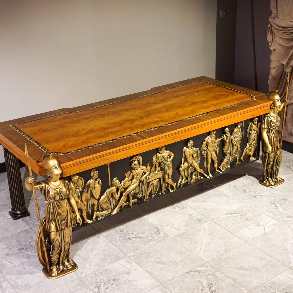 Executive Desk with RomanGreek figures with bronze look Etsy