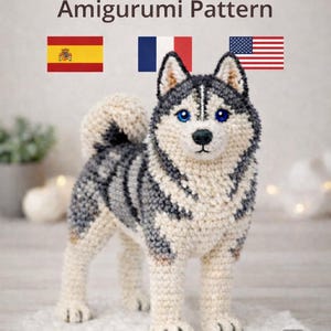 Siberian Husky Crochet Pattern PDF – Amigurumi Husky Dog – Beginner Friendly – Step by Step Tutorial