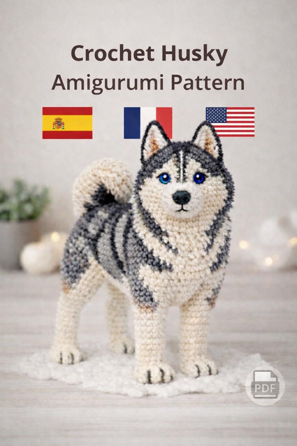 Siberian Husky Amigurumi Crochet Pattern PDF