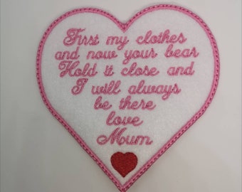 Personalised Memory bear/pillow patches.