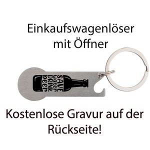 Winkelwagenopener met flesopener - gepersonaliseerd "SAVE BEER" * Gratis gravering op de achterkant!