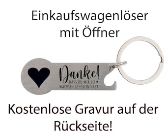 Shopping cart release with bottle opener - Personalized "Thank you for helping me grow" * Free engraving on the back!