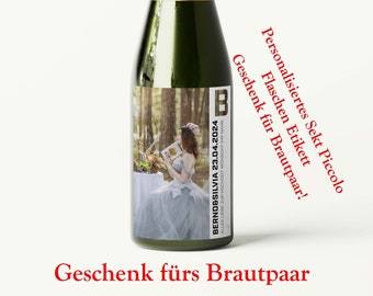 Personalisiertes Sekt Piccolo Flaschen Etikett  Hochzeitsgeschenk Geschenk für Brautpaar