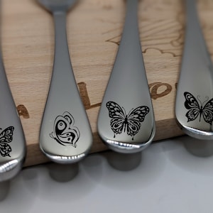 Children&#39;s cutlery &quot;Butterflies/Butterfly&quot; with personal engraving 4-piece cutlery for children as a gift christening gift