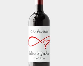 Spersonalizowana etykieta na wino „Ślubujemy” | Naklejka na butelkę wina | ślub | Prezent | Prezent ślubny | Dekoracje ślubne zapisz datę