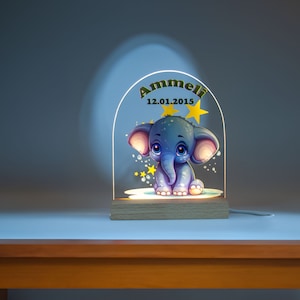 LED night light for children / baby, baby gift birth, personalized night light, night light children, gift birth, christening gift, elephant