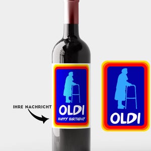 Personalisiertes Weinetikett "OLDI Oma" | Weinflaschenaufkleber | Rente | Geschenk | Weinetikett Gift