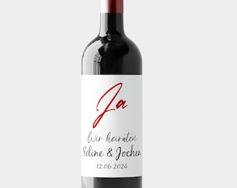 Personalizowana etykieta na wino „Tak. Bierzemy ślub” | Naklejka na butelkę wina | Ślub| Prezent | Prezent ślubny | Etykieta na wino do dekoracji ślubnych