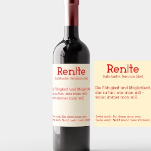 Étiquette de vin personnalisée "Retraite" | Autocollants pour bouteilles de vin | Pension | Cadeau | Poison sur l'étiquette du vin