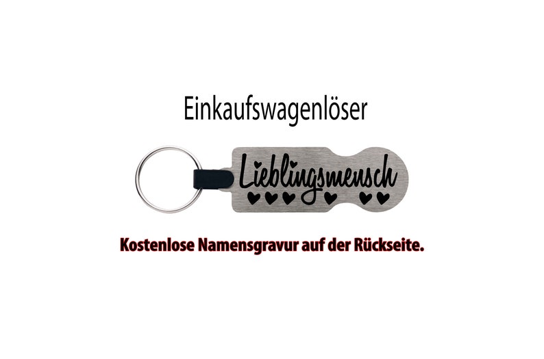 Einkaufswagenlöser Lieblingsmensch Kostenlose Gravur des Namens Personalisierter Metall-Einkaufswagenlöser Bild 1