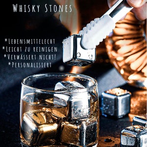 Personalized stainless steel ice cubes set of 4 * Whisky * Cola * Beer *