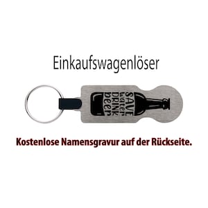 ショッピングカートソルバー「Save WATER DRINK BEER」 - 名入れ無料！パーソナライズされた金属製ショッピングカートリリーサー