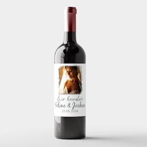 Gepersonaliseerd wijnetiket met foto | Wijnfles stickers | Bruiloft | Geschenk | Huwelijkscadeau | Bruiloft decoratie wijnetiket
