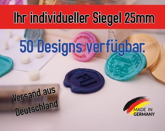 Individueller Siegel 25mm Wachssiegel 45 Designs, Personalisiertes Siegel, Hochzeit, Einladungskarten Stempeln,waxstamp