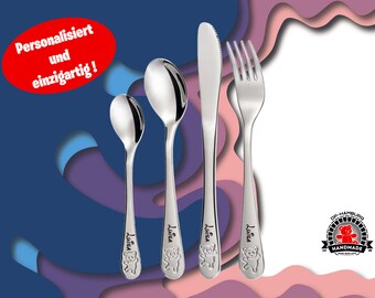Children's cutlery "Teddy" including personal engraving / 4-piece cutlery for children as a gift / christening gift / birthday