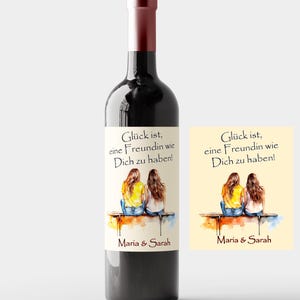 Etichetta per vino "Best Friends" – autoadesiva e impermeabile Regalo personalizzato per la fidanzata L'etichetta si adatta alle bottiglie di Bordeaux