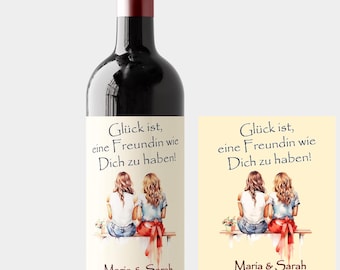 Étiquette de vin personnalisée « Amis » | Meilleure amie * sœur | Étiquette cadeau pour bouteille de vin | Étiquette pour amis