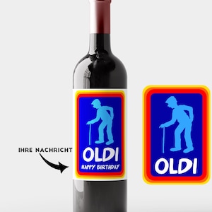 Etiqueta de vino personalizada "OLDI Abuelo y Abuela" | Etiqueta engomada de la botella de vino | pensión | Regalo | Veneno de etiqueta de vino