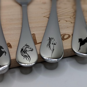 Children&#39;s cutlery horses including personal engraving / 4-piece cutlery for children as a gift / christening gift / birthday