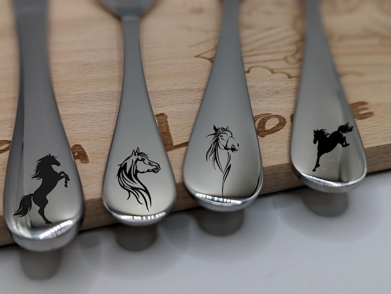 Posate Bambini Safari Con Incisione Nome - Set 4 Pezzi Acciaio Inox, Regalo Battesimo