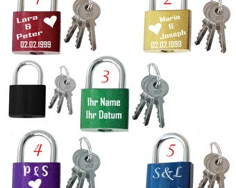 Personligt kärlekslås graverat med namn, datum och motiv * Alla hjärtans dag * Födelsedag * Bröllop