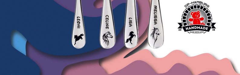 Children's cutlery horses including personal engraving / 4-piece cutlery for children as a gift / christening gift / birthday image 2