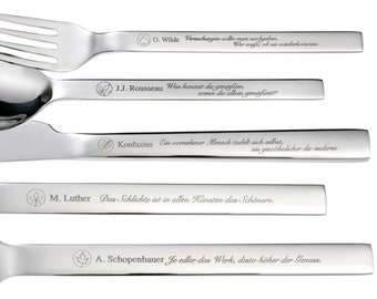 Cutlery set "POETRY / Sayings" with personal engraving 30-piece cutlery for adults as a gift for the grandparents