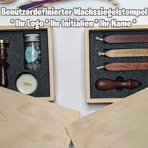 Individueller Personalisierter Wachssiegel mit eigenem Logo Personalisiertes Siegel Geschenkbox, Hochzeitseinladungenskarten ,waxstamp,(SET)