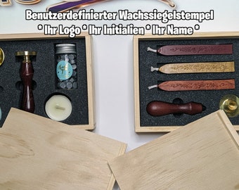 Individueller Personalisierter Wachssiegel mit eigenem Logo, personalisiertes Siegel, Geschenkbox, Einladungskarten stempeln,waxstamp,(SET)