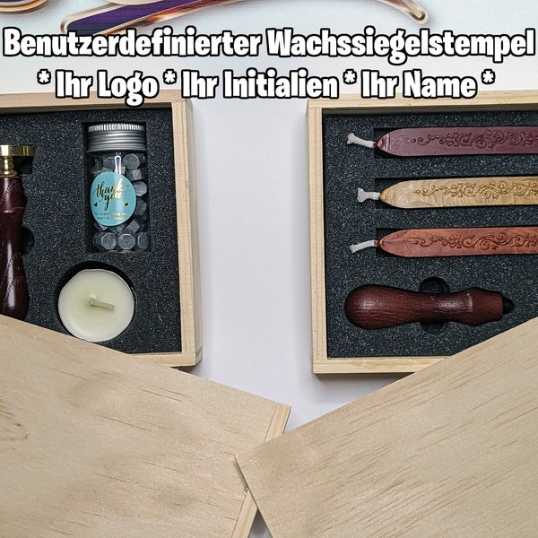 Individueller Personalisierter Wachssiegel mit eigenem Logo, personalisiertes Siegel, Geschenkbox, Einladungskarten stempeln,waxstamp,(SET)