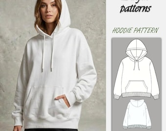 Schnittmuster für einen Oversize-Hoodie | Damen-Sweatshirt-Schnittmuster | Hoodie-Schnittmuster | Anfängerfreundlich | Loungewear-Hoodie | A0, A4, US Letter