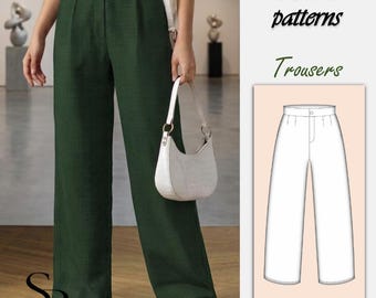 Cartamodello per pantaloni da donna | XS-XXXL | pantaloni da donna | Cartamodello per pantaloni | Cartamodello per pantaloni a gamba larga | Cartamodello per pantaloni da donna